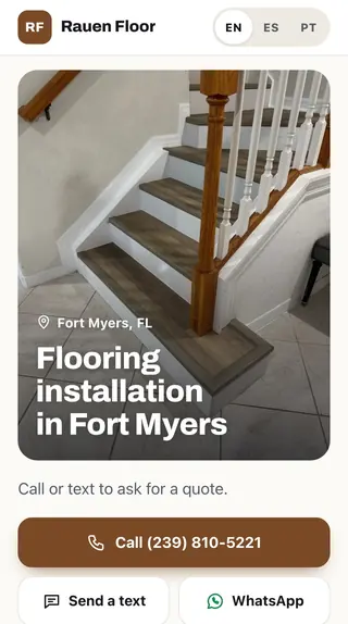 Página de Rauen Floor, instaladores de pisos en Fort Myers