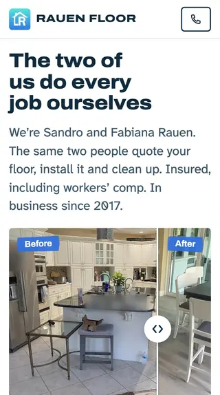 La página de rauenfloor.com a la que llevaba el anuncio, vista en un celular